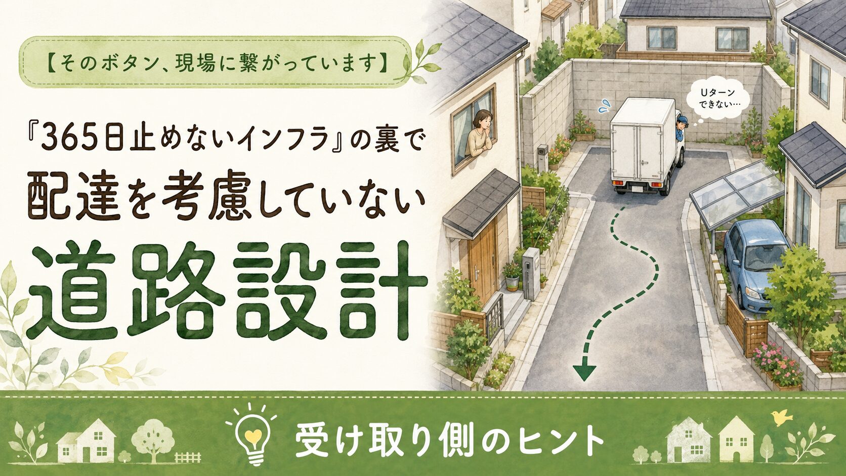【そのボタン、現場に繋がっています】第2話：その道、配達車は戻れますか？「止めないインフラ」を支える道路の盲点