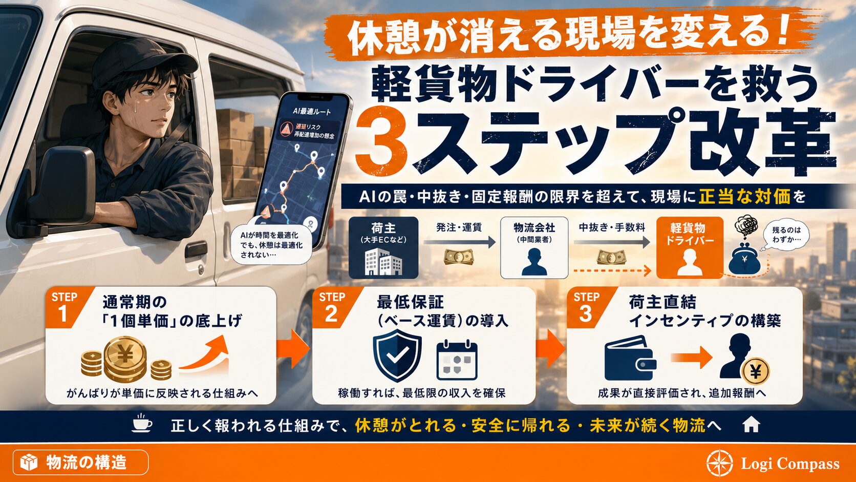 Amazon配達員が休憩を取れない理由！AIの罠と「中抜き」をぶっ壊す軽貨物の生存戦略