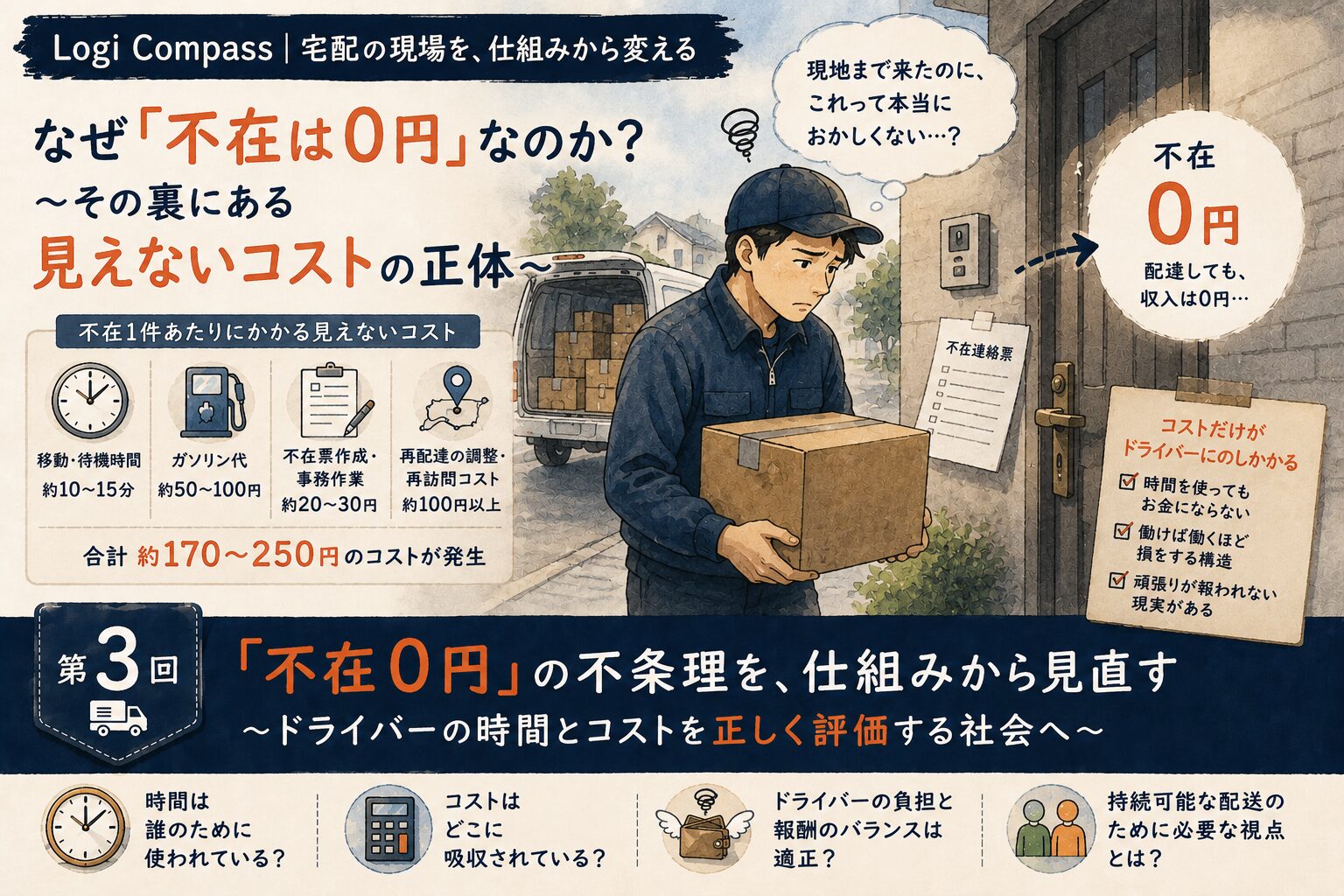 第3回：「1回目の不在でも100%支給」の絶対的正当性〜GPSの盾で、再配達のコストを正しく見える化する〜