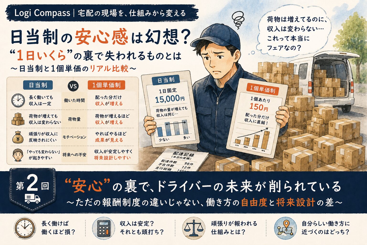 第２回：日当制の闇と「1個単価」の本当の意味〜なぜ保証給は、頑張る人ほど損をする仕組みなのか〜